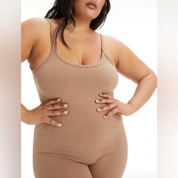 NEW Good American brown scoop back one piece biker romper women’s plus size 8 5X - Picture 1 of 10